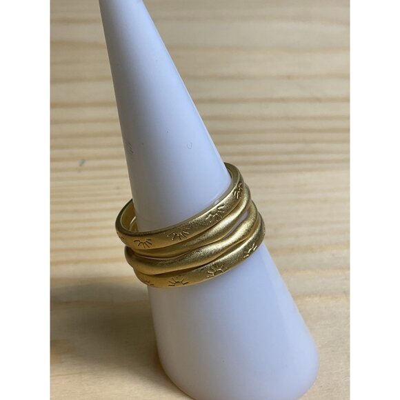 Gold Tone Set of 4 Stackable Sunburst Metal Rings - Picture 2 of 3
